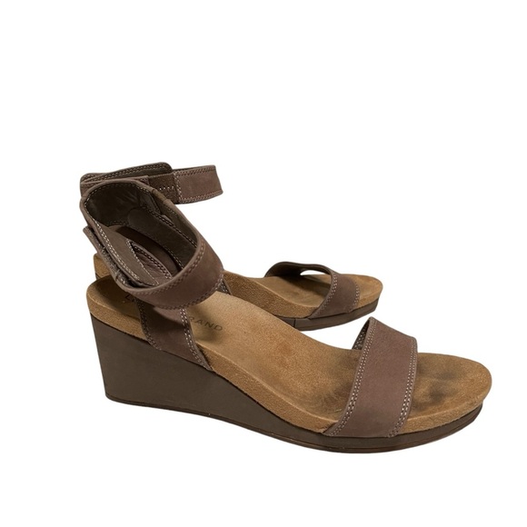 Lucky Brand Sandals Women’s Size 8M Brown Leather Kanoa Wedge Sandals - Picture 1 of 11